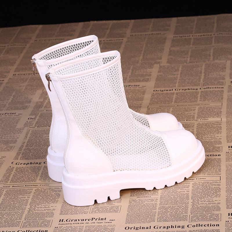 

Short boots women s thick-soled Martin boots new spring and summer thin flat-bottomed mesh cool boots versatile breathable boots 35