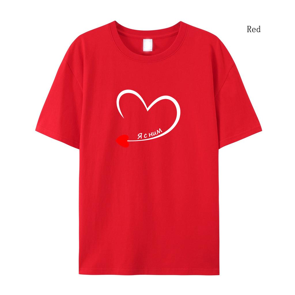 King Queen Couple Short Sleeved I'm With Her Print Summer Short Sleeved T-shirt Men T-shirt Women Short Sleeved T-shirt