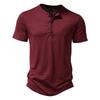 2025 Summer Men Short Sleeve T Shirt Men Fashion Henley Collar White Tshirt Mens Casual Slim Tops Tees Solid Color T-Shirt Man