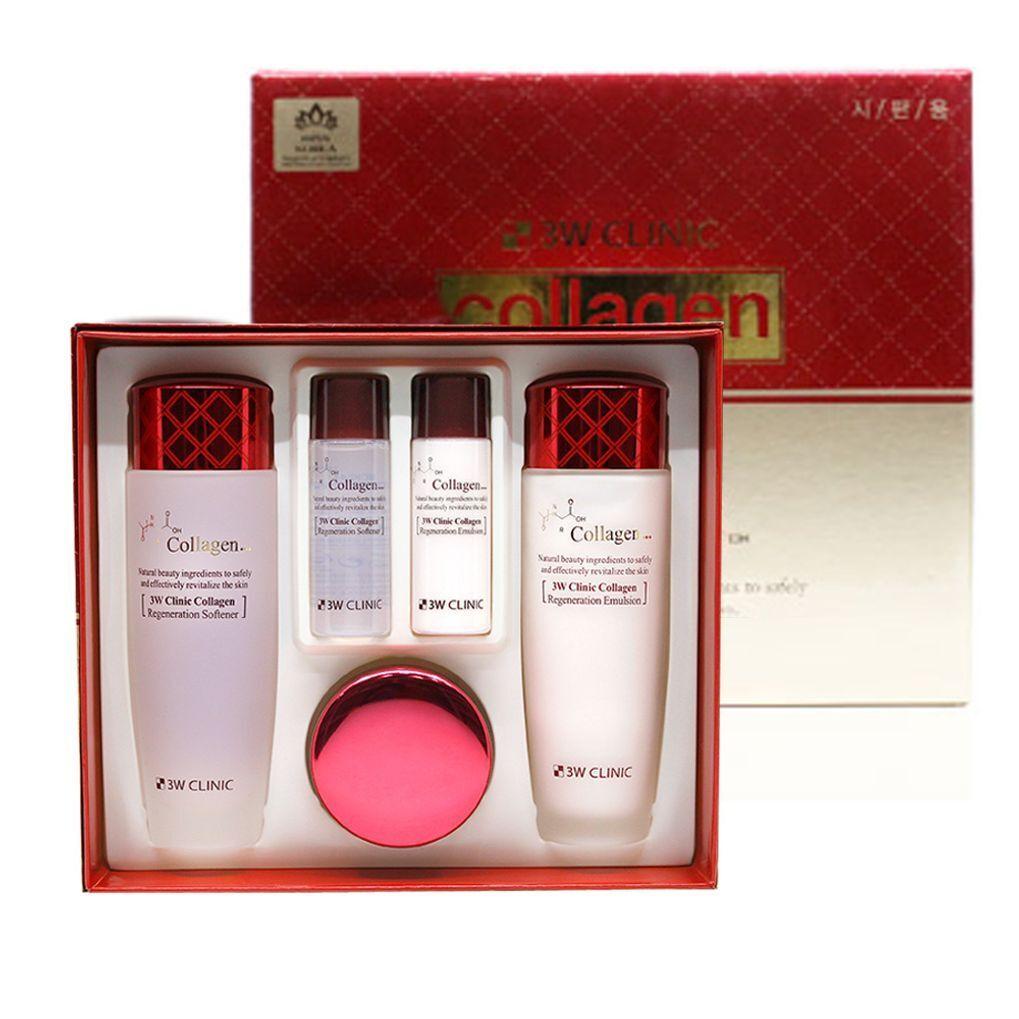 3w Clinic HWETGUEN Collagen Basic Skincare 3-piece Set Softener Emulsion Cream