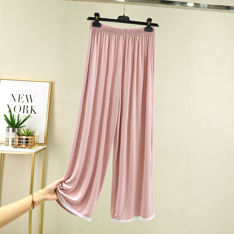 

Modal Casual Pants for Women Spring Summer Outerwear Thin Oversized Trousers Pure Color High Waist Straight Pants Home Baggy Pajama Pants Pink M (recommended 40.00 kg-50.00 kg