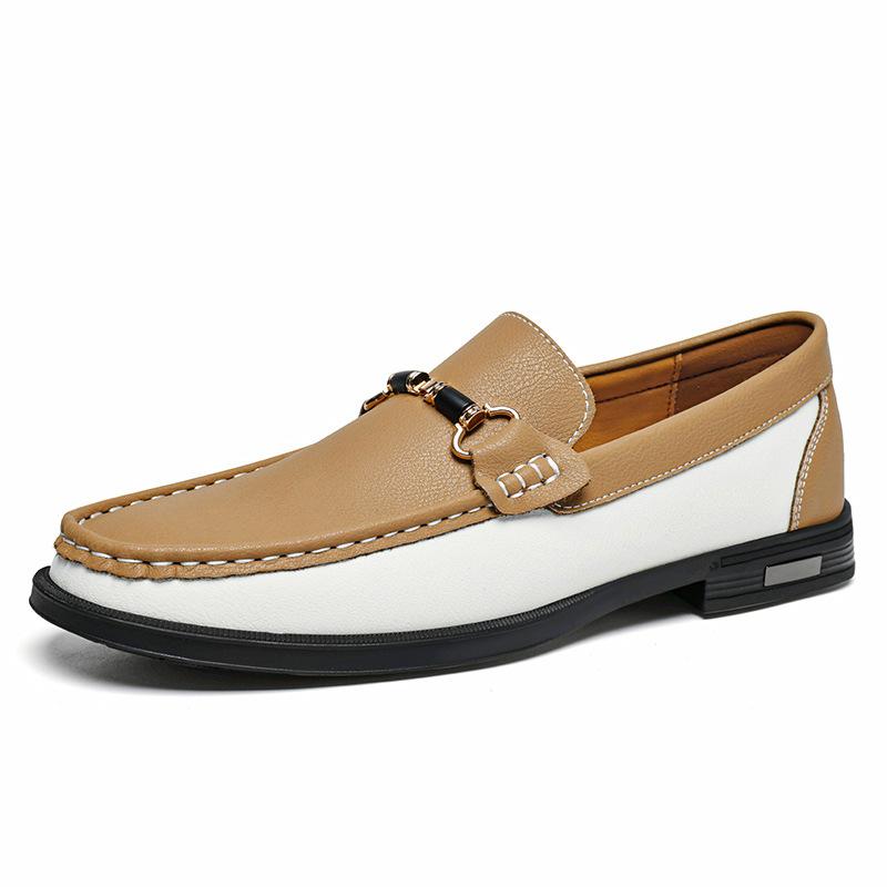 Men's large-size soft-soled Doudou shoes versatile leather shoes punching driving shoes youth fashion