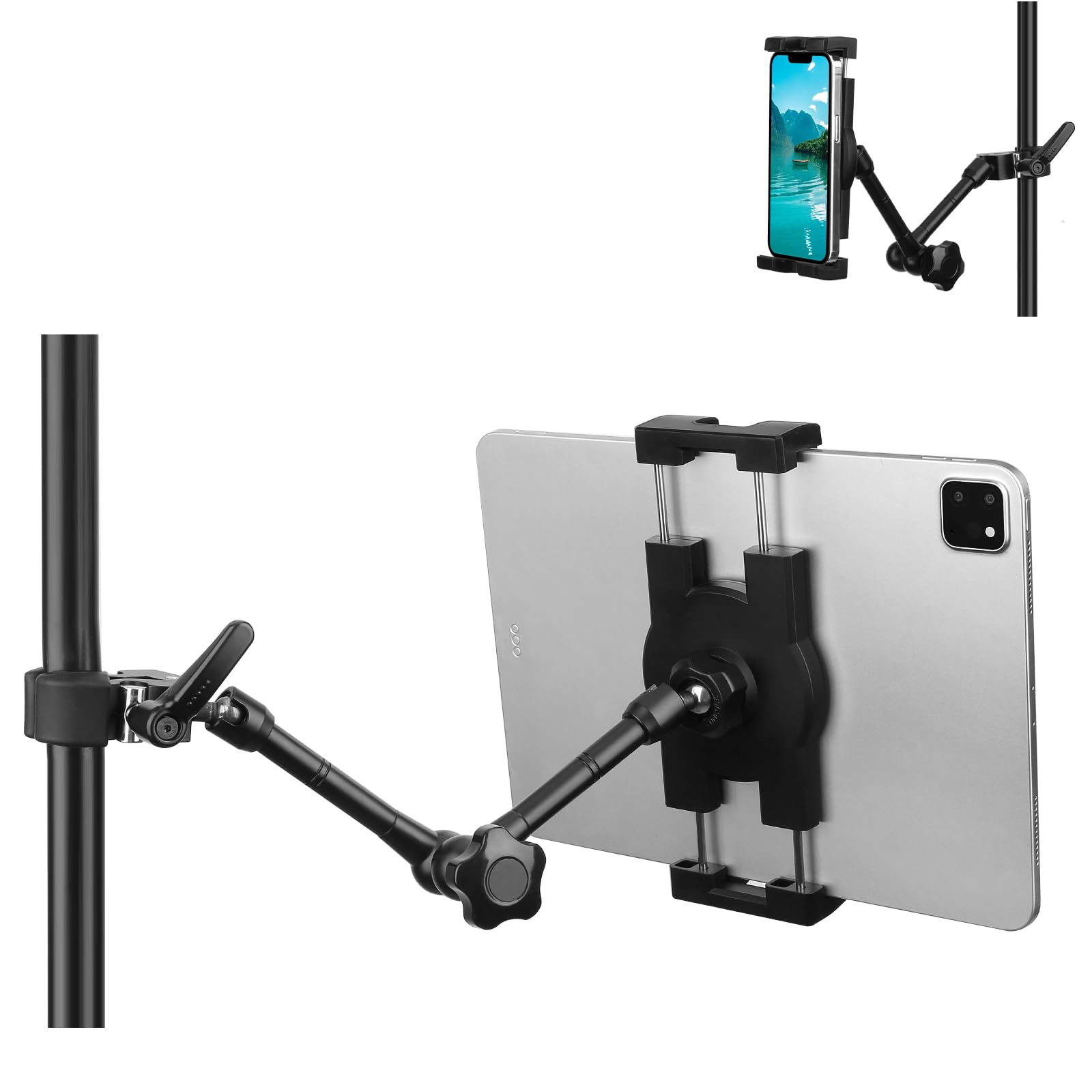 

Mippko Tablet Holder for Microphone Stand and Microphone Music Compatible with inch LG G and Long Aluminum Alloy MK58 Stand, 4.7-12.9 iPad, Nexus, чёрный