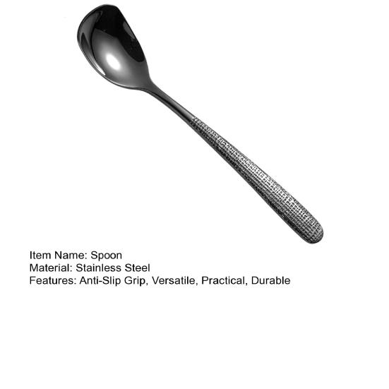 Nerezová lžíce s tepanou texturou Protiskluzová rukojeť Naběračka na polévku Multifunkční kuchyňská lžíce pro restauraci, domácí stolování