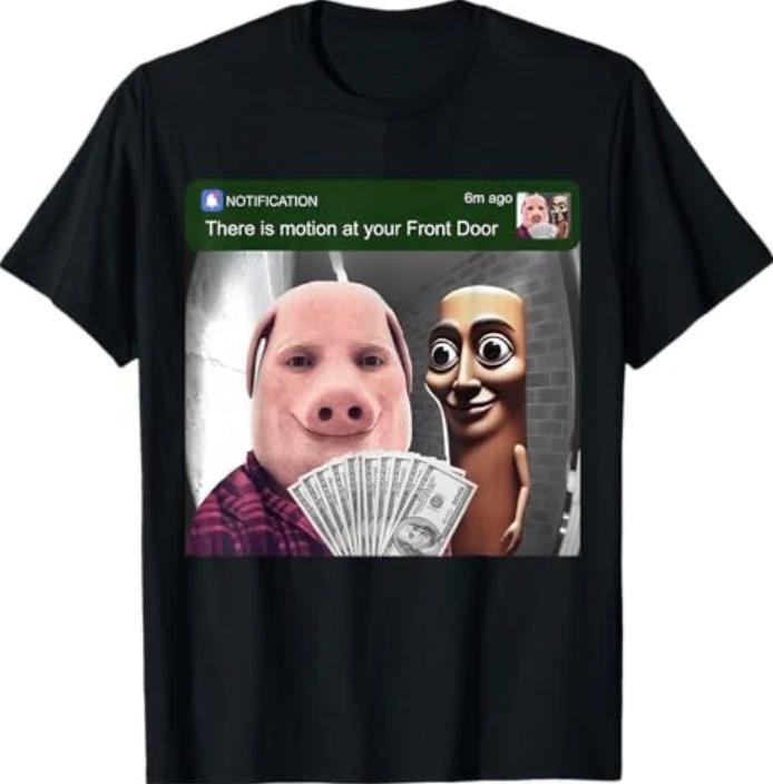 John Pork and Tung Tung Tung Sahur Front Door Motion Funny T-Shirt XL