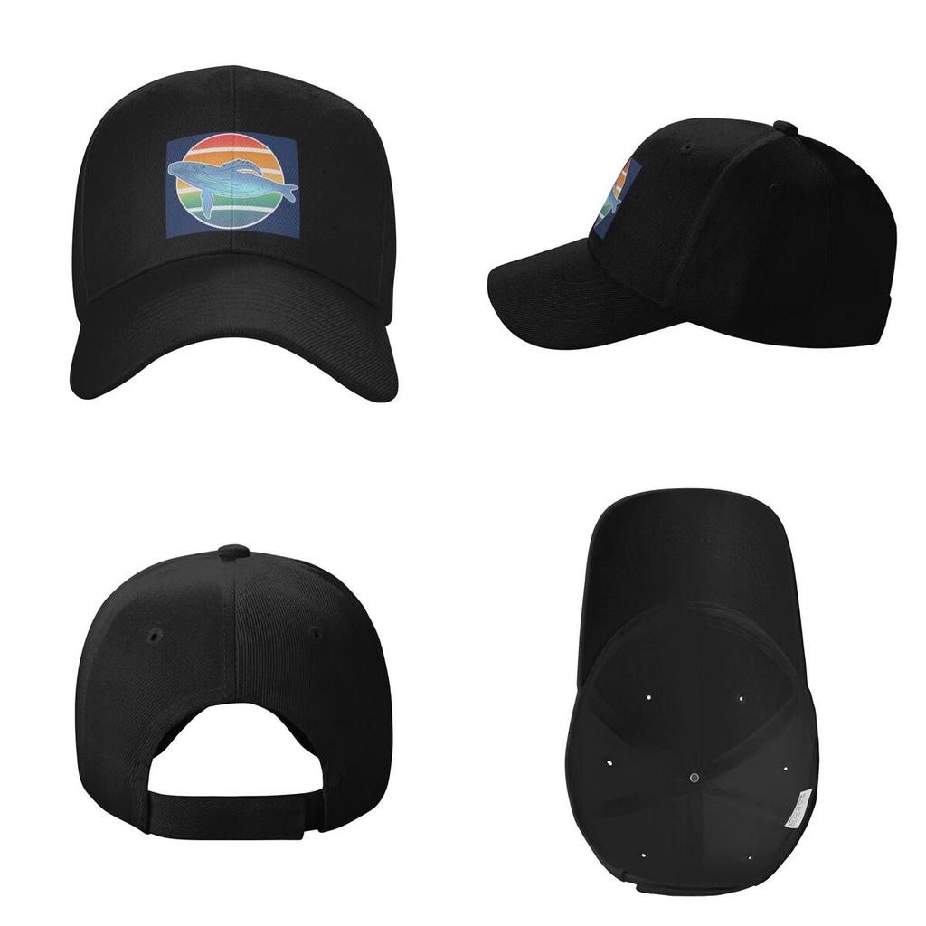 Cartoon Whale Ocean Animal Sunset Print Baseball Caps Fashion Men Women Hats Adjustable Cap Streetwear Baseball Hat Casquette