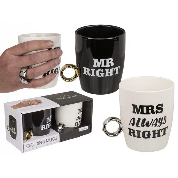 Mr Right Ring Mugs and Mrs Always Right Ring Mug