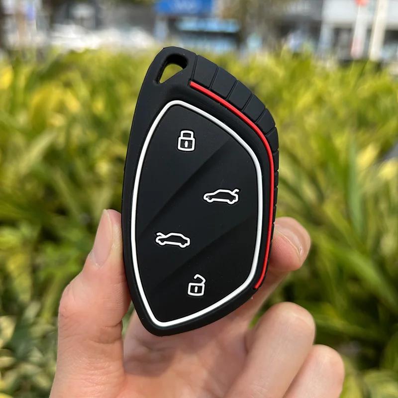 Silicone Car Key Case Cover Holder for Roewe EI5 MG 4 Button Car Key Chain Accessories