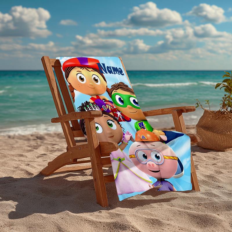 Custom Name Ultra-Soft Beach Towel with Super Why Theme,Ideal for Pool - Camping, Diving - Perfect Travel Essential, Vibrant Beach Towel.