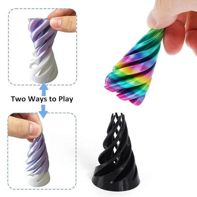 3d Printed Toys Desk Accessories Three-dimensional Pyramid Printed Spiral Cone Helix Screw Rotating Stress Relieving Spiral Cone