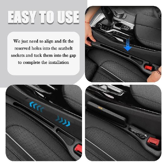 2PCS Upgraded Car Seat Gap Filler,Soft No Drop Seat Guard For Cars With Dual Slot Car Seats Gap Organizer For Storing Items & Filling Gaps,Versatile