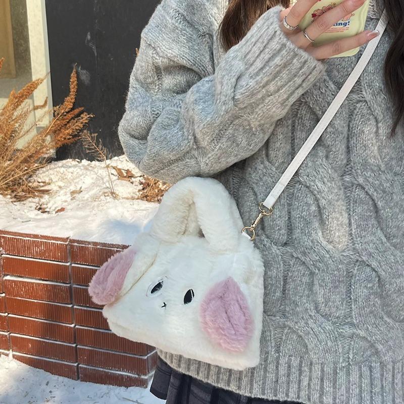 Plush bunny tote bag autumn and winter cute girl handbag wool bag shoulder messenger bag
