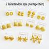 2-8 Pairs Earrings Stud Geometric Square Stripe Round Textured Heart Rose Star Bow Double Water Drop Design Jewelry for Women