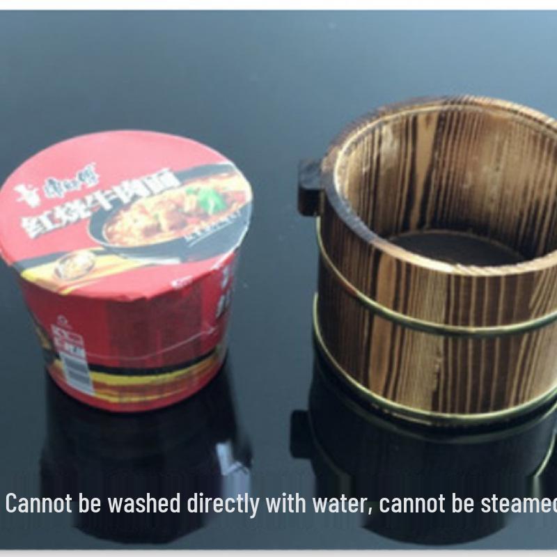 Wooden Rice Bucket with Lid: Insulated Serving Bowl and Spoon for Dining Table