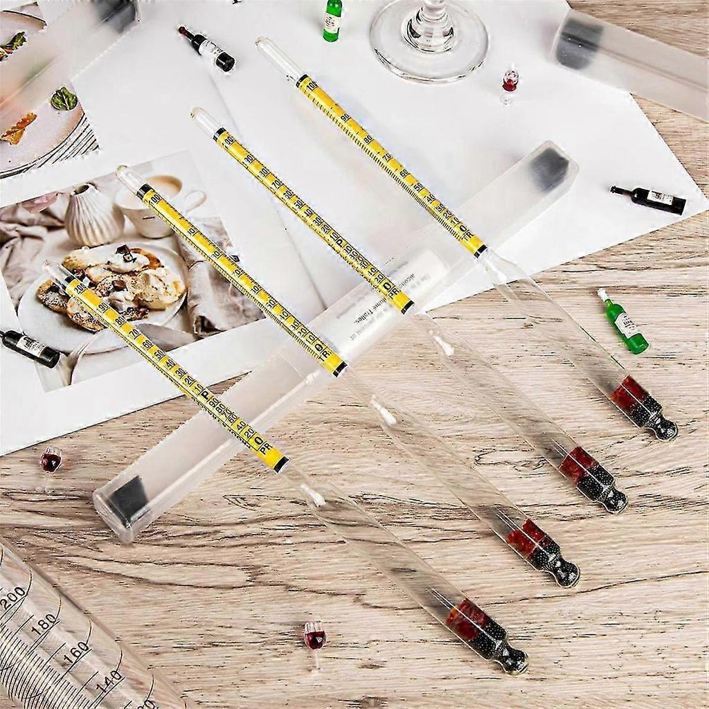 4Pcs Hydrometer Alcohol, Alcohol Meter for Distilling Alcohol 0-200 Proof & 0-100 Tralle, Specific Hydrometer hwyno.332