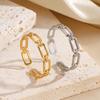 Hip Hop Geometric Chain Ring Stainless Steel Gold Color Trendy Minimalist Open Rings Women's Zircon Birthday Gift Wholesale