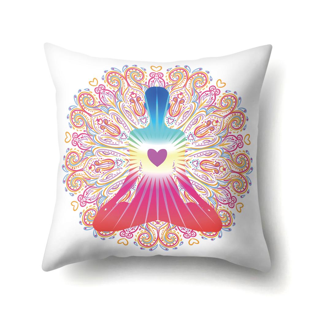 45X45Pillow Case Home Decoration Buddha Statue Cushion Cover Eye Meditation Yoga Mandala Spiritual Tattoo Polyester Pillow Cover