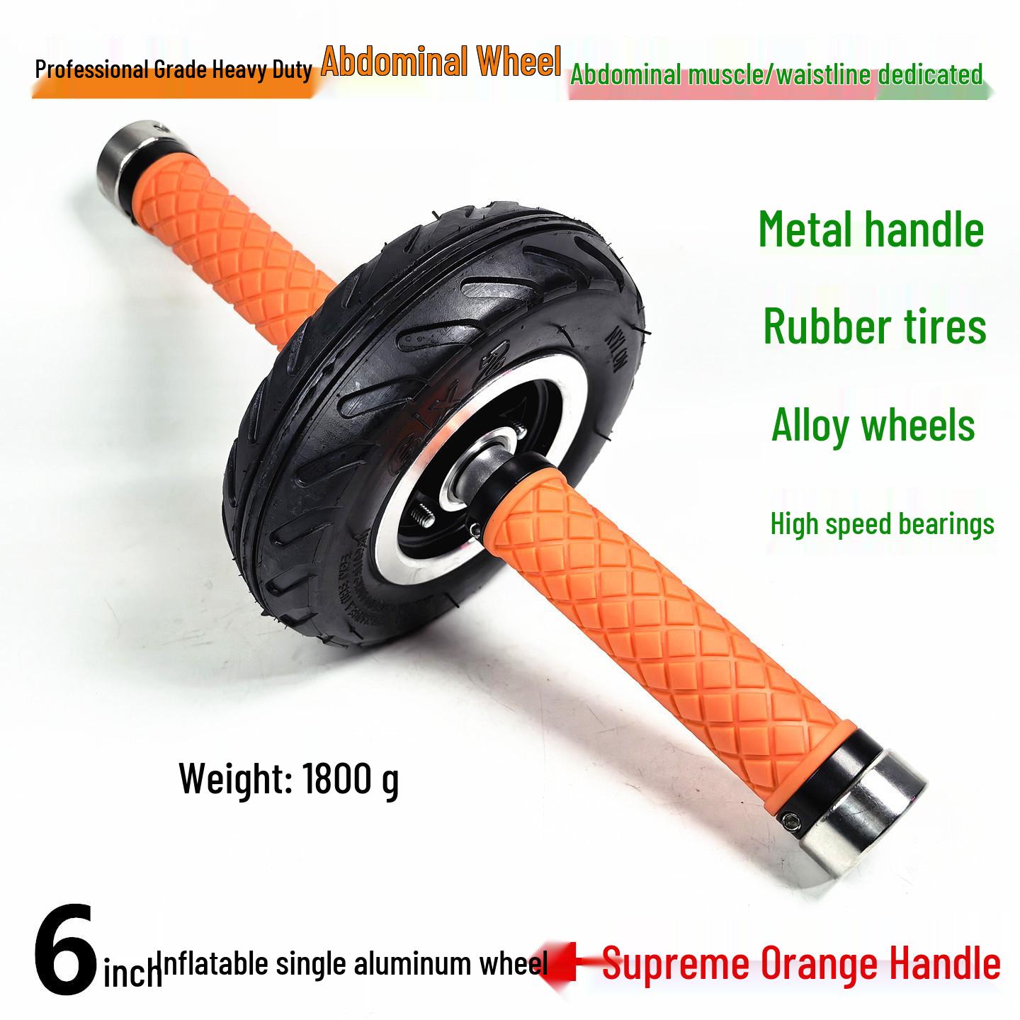 Silent Double-Bearing Inflatable Ab Wheel for Indoor/Outdoor Waist & Abdominal Exercises