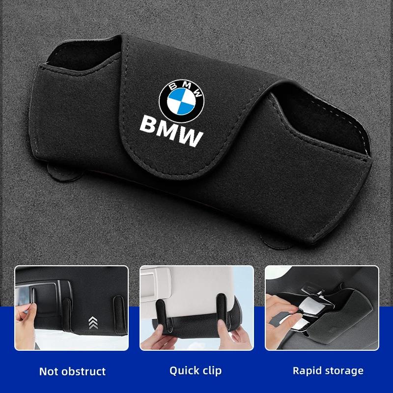 XJVYV1 For BMW 2025 Hot Car Visor Glasses Holder Clip Sunglasses Storage Case Accessories For BMW E90 E60 E46 E39 F30 F10 E87 X3 X4 X5