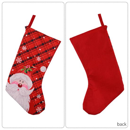 Christmas Stocking 18" Large Fireplace Hanging Socks with Santa Snowman Pattern Xmas Candy Bags for Holiday Wall Tree Decor