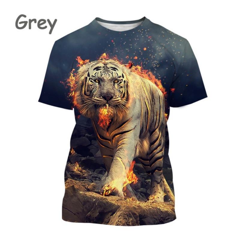 Tiger 3D Cool T-shirt Fashion Men's Animal Art Tiger T-shirt Harajuku Novelty Hip Hop Unisex Street Short Sleeve