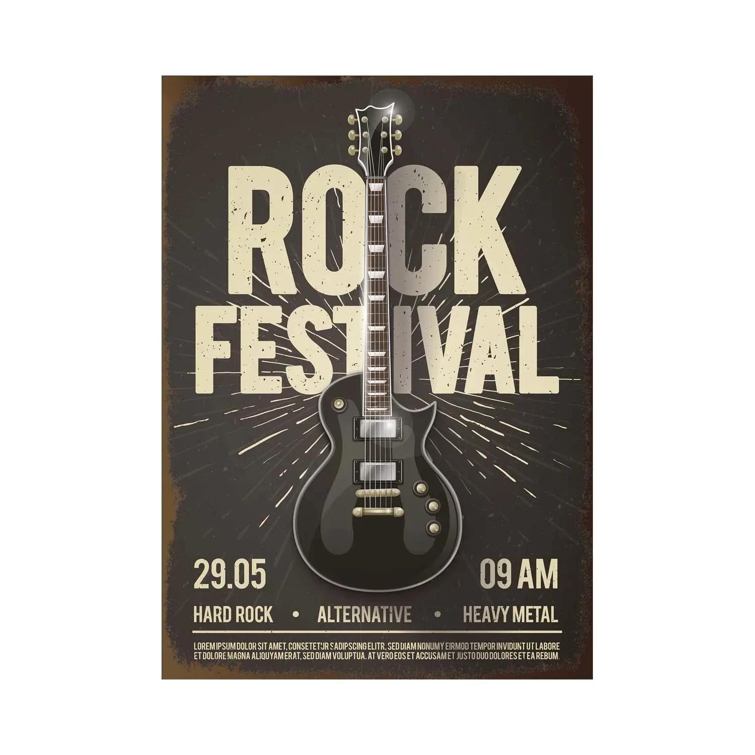 

Винтажные жестяные таблички декор рок-музыка металлические постеры ретро гитара рок-вечеринка металлические тарелки настенное искусство для бара паба клуба 20X30CM