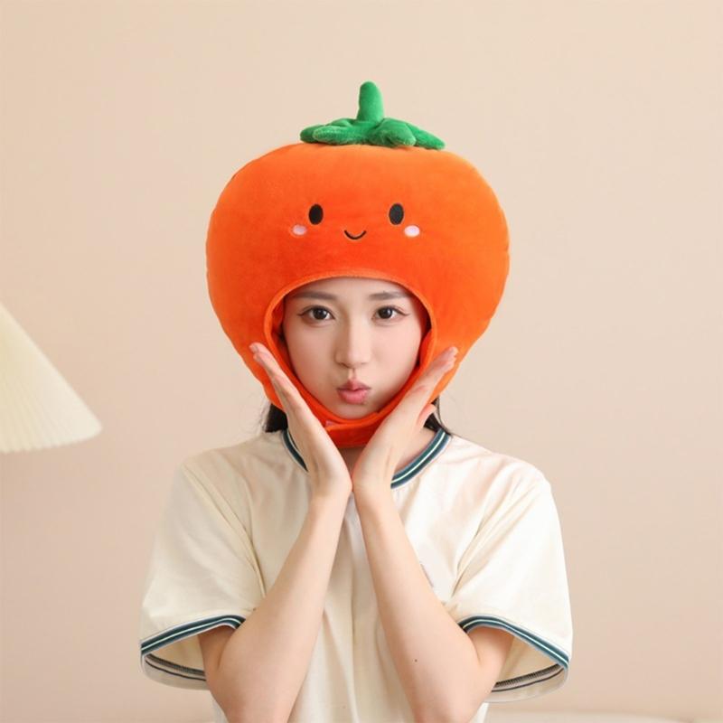 Children Headpiece With Cute Persimmon Design Fade Resistant Fabric Head Cover For Photo Props Holiday Celebrations