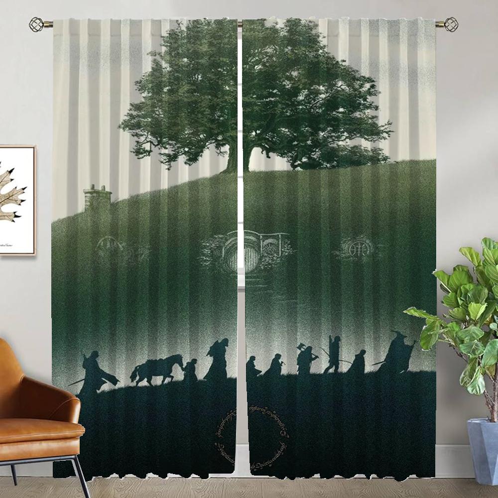 

Г-образные кольца, разделительная штора для комнаты, 2-панельные затемняющие шторы, шторы для домашнего интерьера, абажуры, украшения на Хэллоуин, гостиная W50xH70cmx2pcs-CL