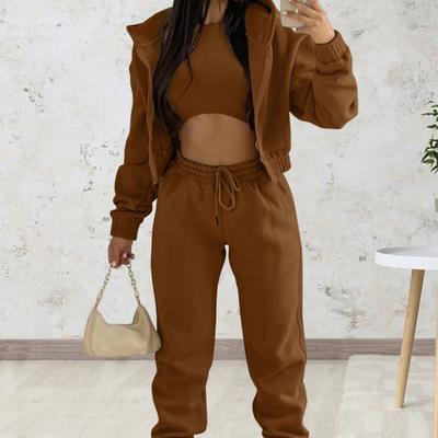 Yousheng 3 Piece Sweatsuits Set for Women Fleece Zip Up Hoodie Sweatshirt Tank Top Jogger Sweatpants Set Fall Casual Tracksuit Outfits