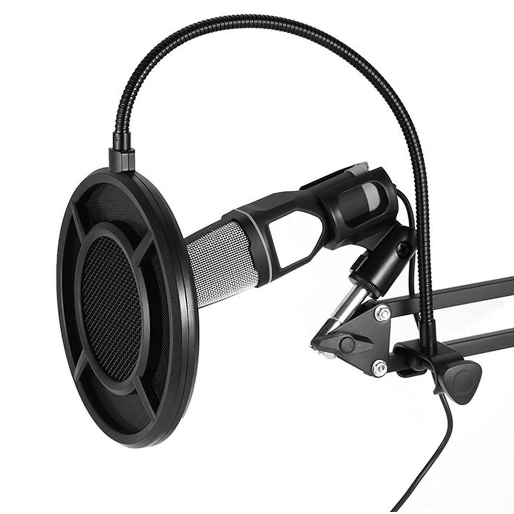 Double Layer Studio Microphone Pop Filter Flexible Wind Screen Sound Filter Shield for Broadcast Podcast Recording