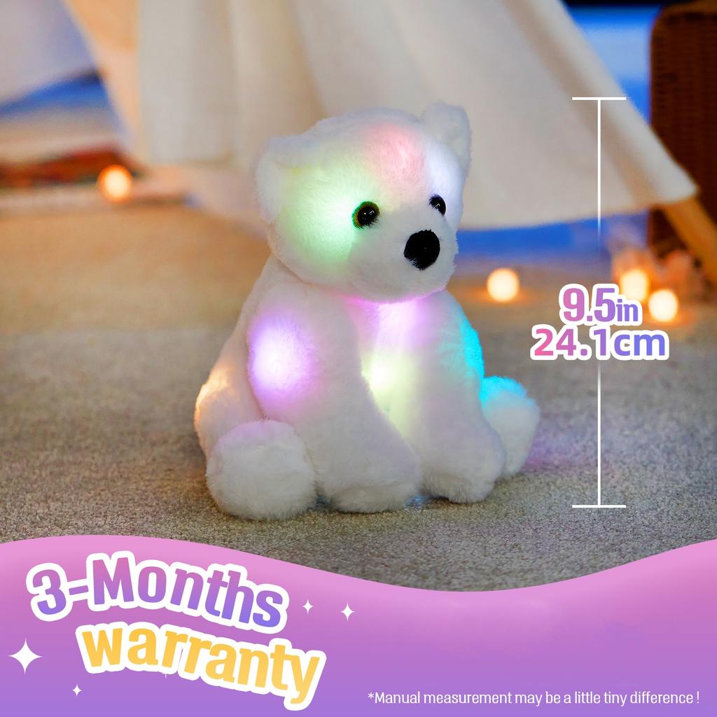 Glowing White Bear Plush Toy Soft Stuffed Animal Cute Birthday Gift For Kids Children Playing Toy