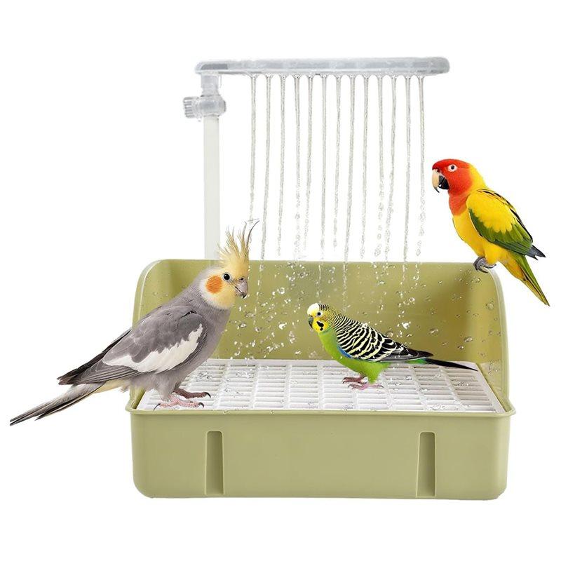 ABJI-Automatic Bird Bath With Pump, Parrot Shower Bath Bathtub For Conures Finches, Lovebirds Water