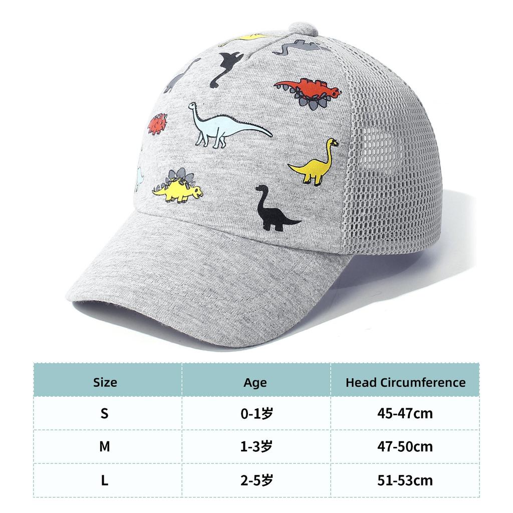 Kids Dinosaur Baseball Cap Children Embroidery Mesh Sun Hat 0-5 Years Girls Boys Spring Summer Outdoor Adjustable Peaked Cap
