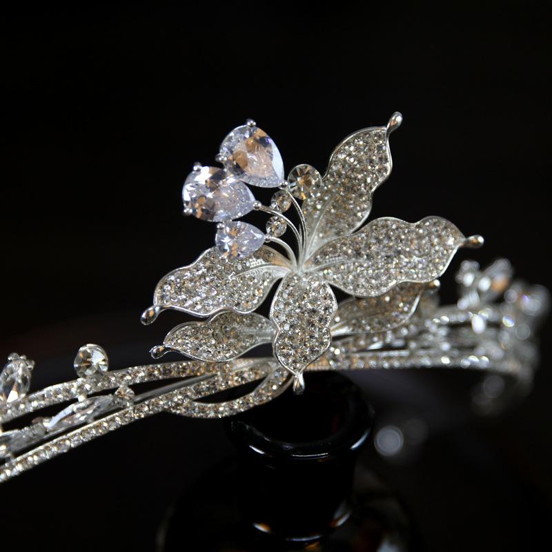 Korean New Style Luxurious and Atmospheric Flower Zircon Bride Wedding Crown Tiara Crown Tiara Hair Accessories
