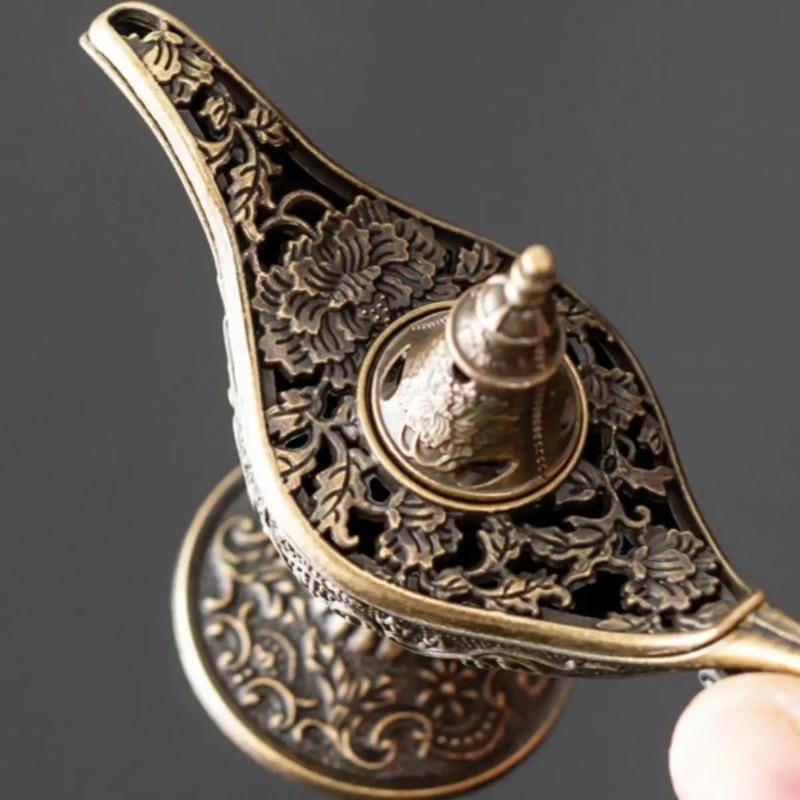 1pc Retro Chinese Style Xiangyun Hollow Incense Burner Magic Lamp Aromatherapy Tower For Desktop Decor Meditation Yoga Gift