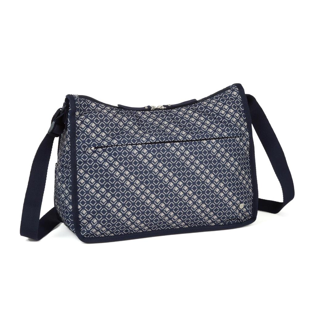 Hiromichi Nakano Fesli Shoulder Bag with Back Navy 17522 Women's Pocket, (Geometric Pattern), No.