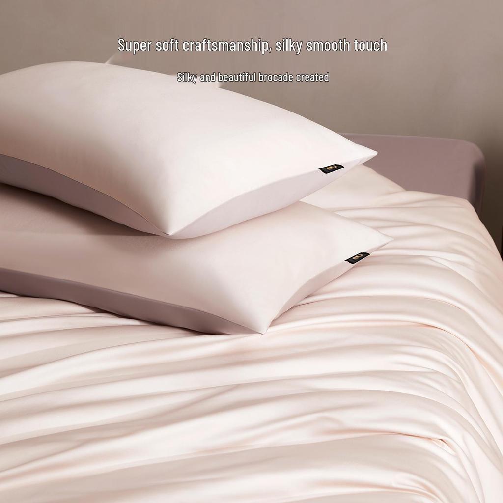 50s Double-Strand Xinjiang Long-Staple Cotton Sateen Solid Color Luxury Bedding Set (4-Piece)