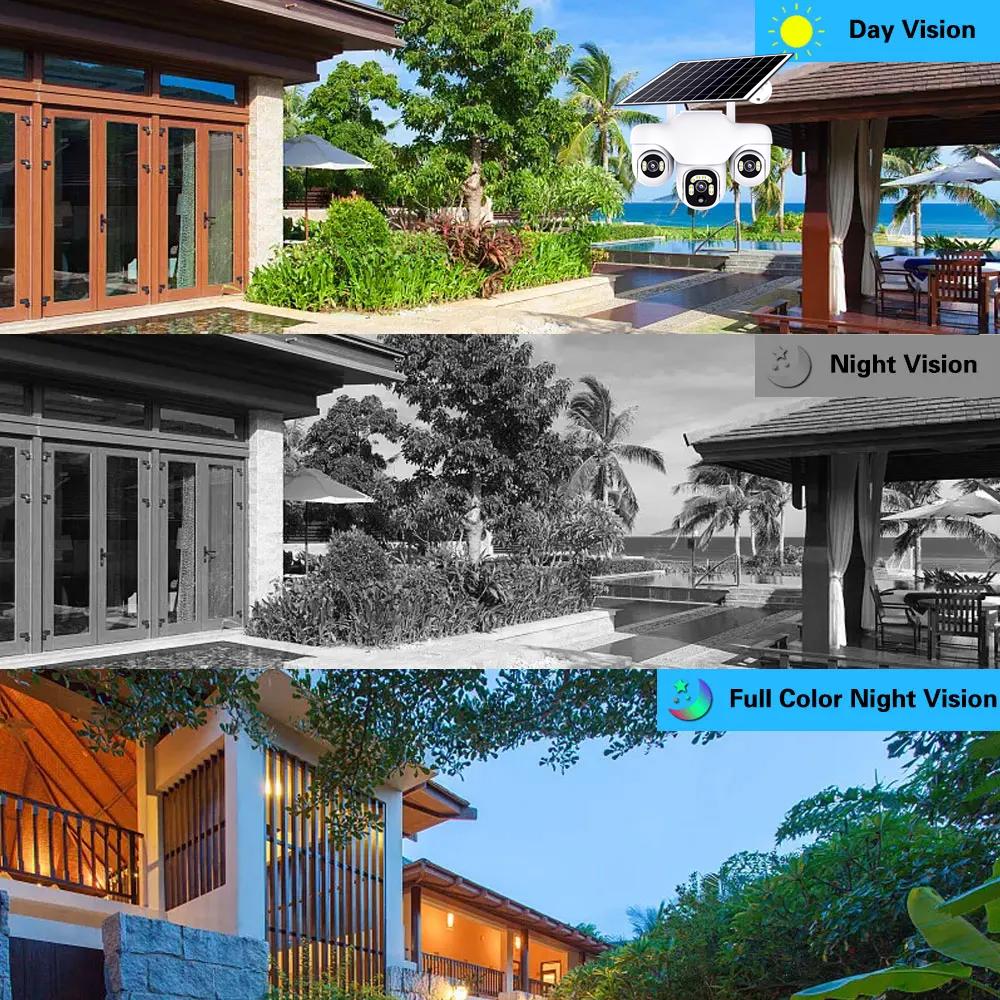 Solar Camera for Home Outdoor Use, Waterproof and Dustproof, Wiring-free, Three-screen Monitoring