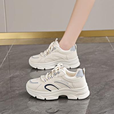 Fashion CRLAYDK Fashion Womens Walking Shoes Platform Chunky Walking Sneakers Lace Up Casual Leather Running Ladies Sports Tennis