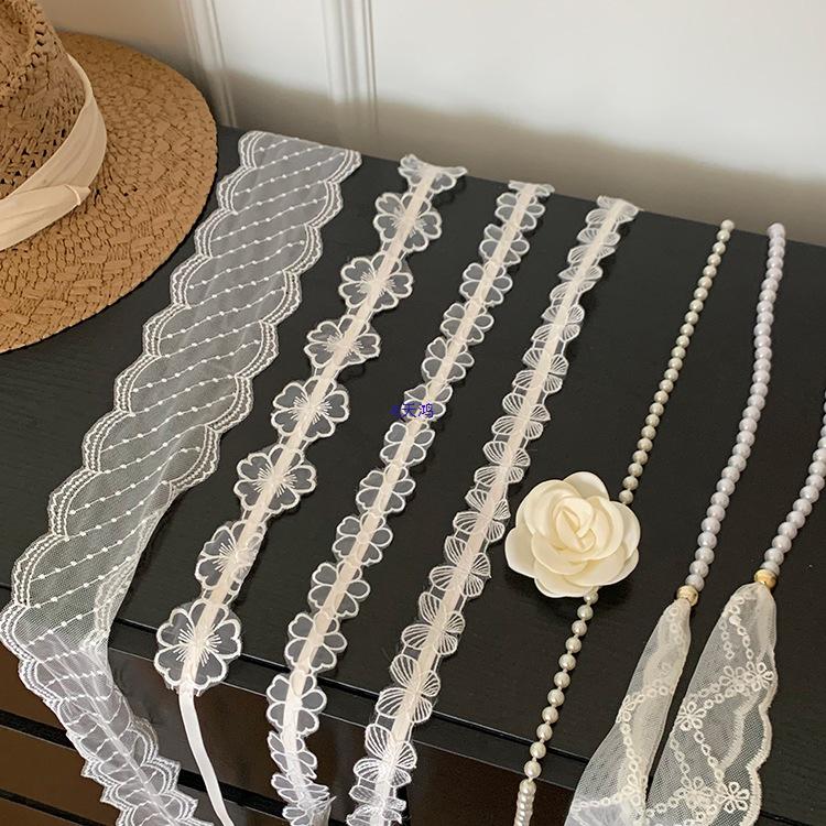 Korean Lace Pearl Waist Belt & Multifunction Scarf Headband for Women