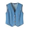Navigare Women's Retro Washed Denim V-Neck Vest