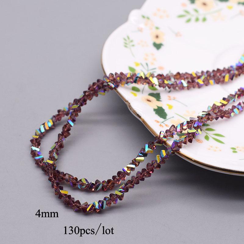 4mm 130pcs High Quality Triangle Crystal Glass Beads Shiny Color Loose Beads For Jewelry Making DIY Earring Necklace