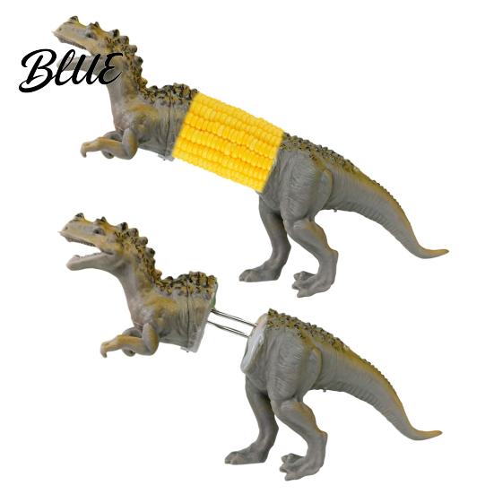 Eco-friendly Corn Fork Skewers with Holder Printed 3D Dinosaur Cob Fork Creative Stainless Shaped Holder Steel Forks Funny BBQ