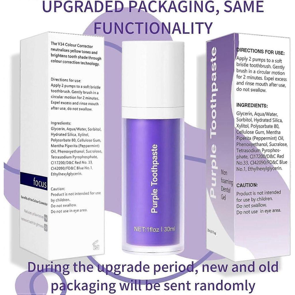 Purple Toothpaste for Teeth Whitening, Teeth Whitening Toothpaste, Tooth Stain Removal, Tooth Stain Removal Colour Corrector - 1 Fl Oz Less