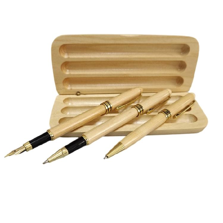 Wood Pen Gifting Pen Box Set Wood Ballpoint Pen Wood Piston Filled Fountain Pen with Metal Tip For Students Adult