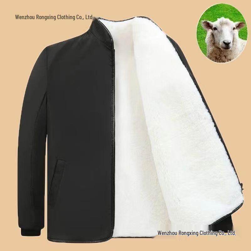 Unisex Sheepskin-Style Cotton Jacket: New Autumn/Winter, Warm, Windproof, Thick, Imitation Wool Top.