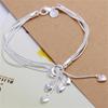 925 Silver Heart Tassel Bracelet 8 Inches Fashion Jewelry Gift for Women Party Accessories