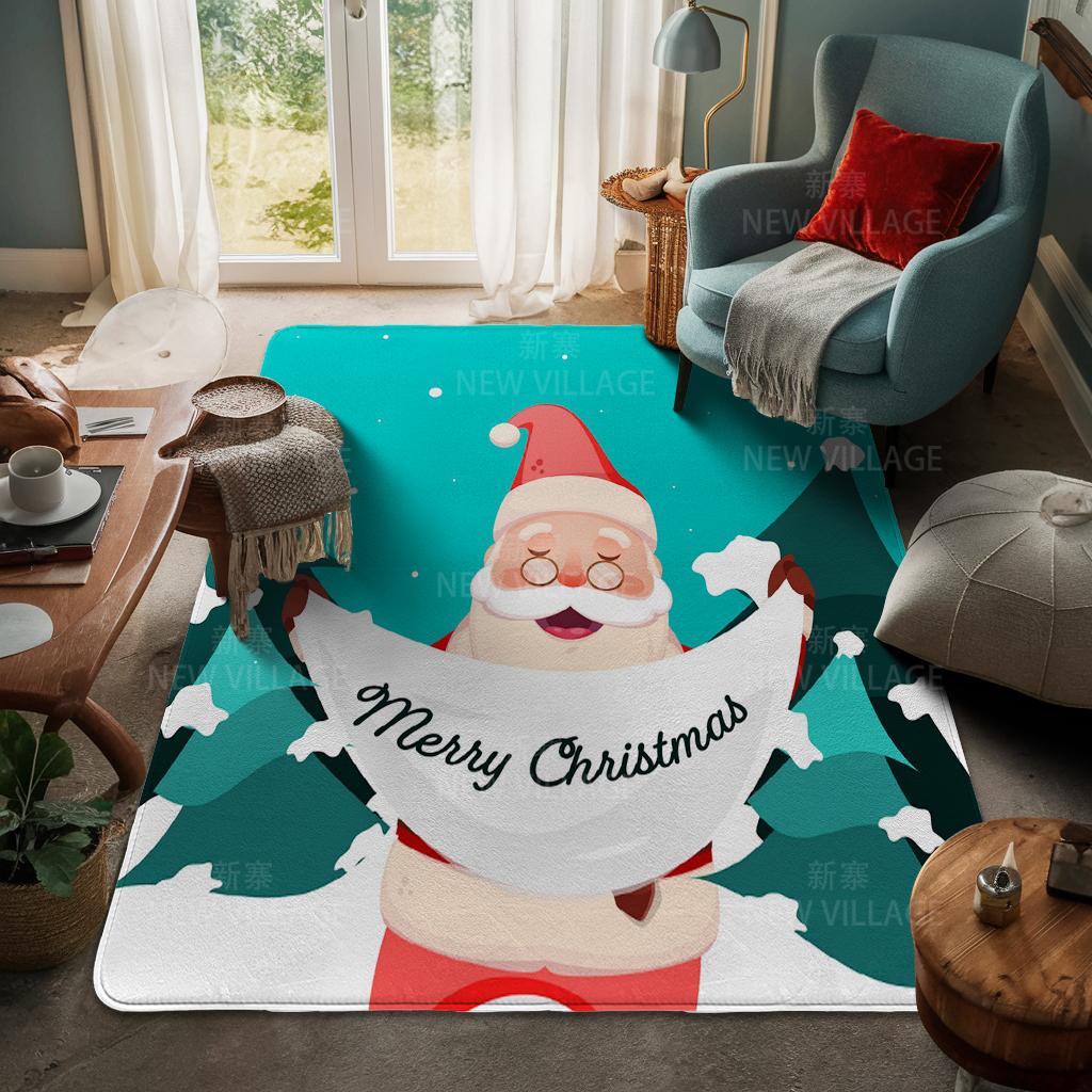 House Entrance Carpet Home Door Mat Living Room Bath Foot Bathroom Non-slip Water Absorption Rugs Bath Merry Christmas Winter