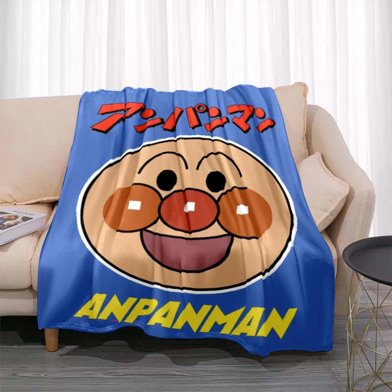 Kawaii Anpanman Printed Throw Blanket Soft Comfortable Warm Blanket For Kids Nursery Bedroom Living Room Office Travel Camping