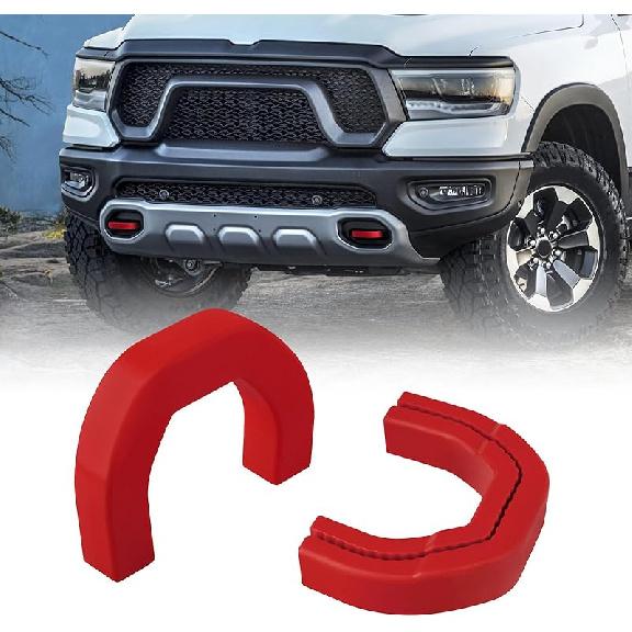 Front Tow Hooks Covers Hitch Cover Ized Car Tow Hooks Compatible With RAM 1500 Accessories -2026|Red (Not Fit For RAM 1500 Classic,Warlock,RAM